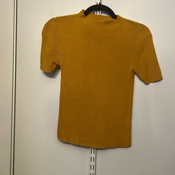 FARROW Mustard Yellow Short Sleeve Light Knit Top - Picture 1 of 3